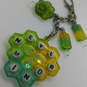 Handmade resin honeycomb keychain
